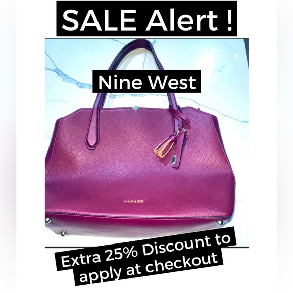 Nine West Handbags - 🟠 NWOT Nine West Burgundy 👜 Leather Tote handbag W Key chain 💼 briefcase
